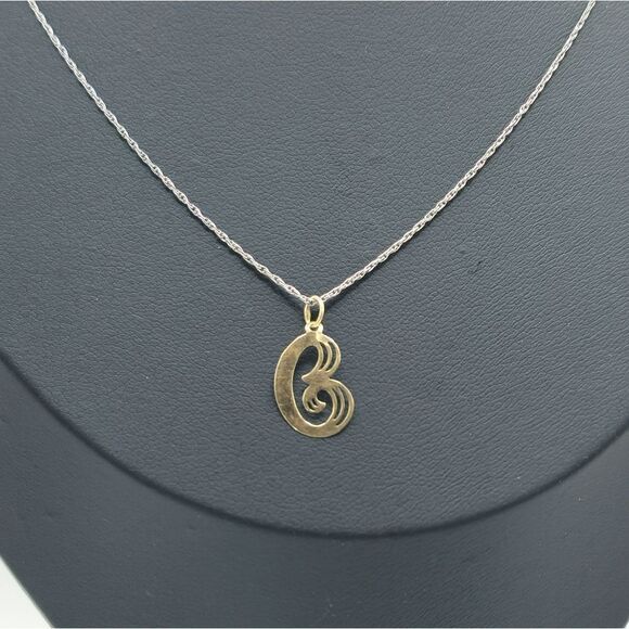 14kt gold B initial pendant - Picture 1 of 8